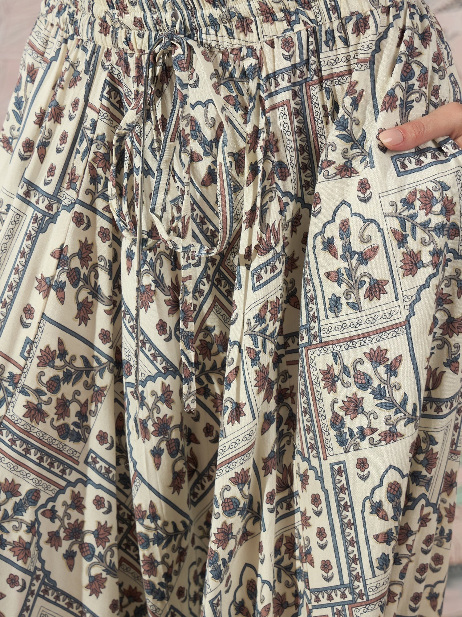 InWeave Cadet Blue Ethnic Window Harem Pant 