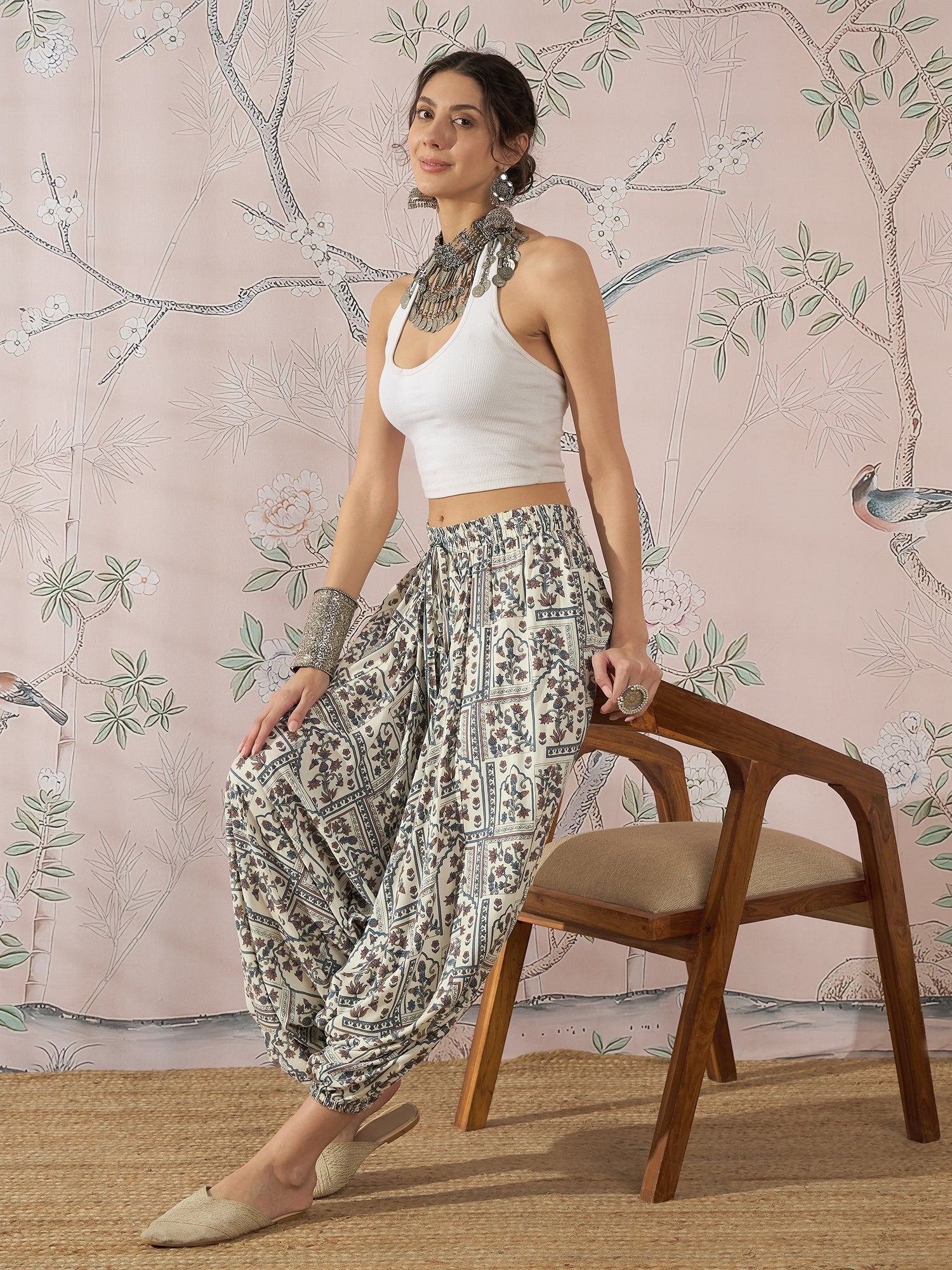 InWeave Cadet Blue Ethnic Window Harem Pant 