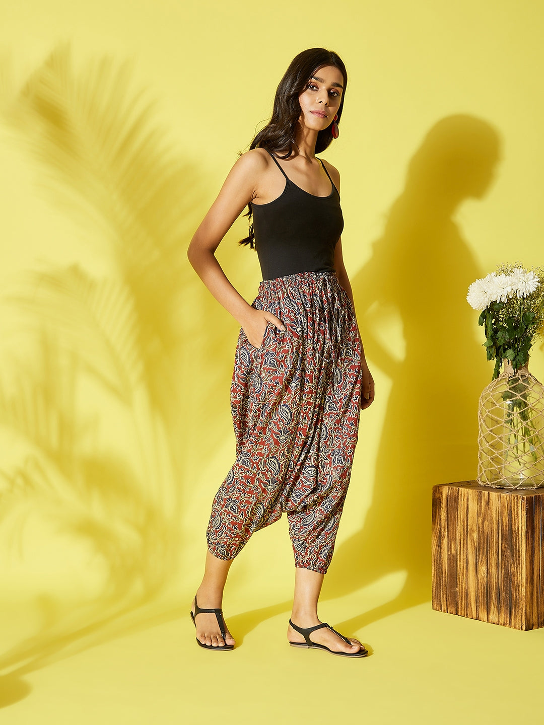 InWeave Maroon Kalamkari Harem Pant 