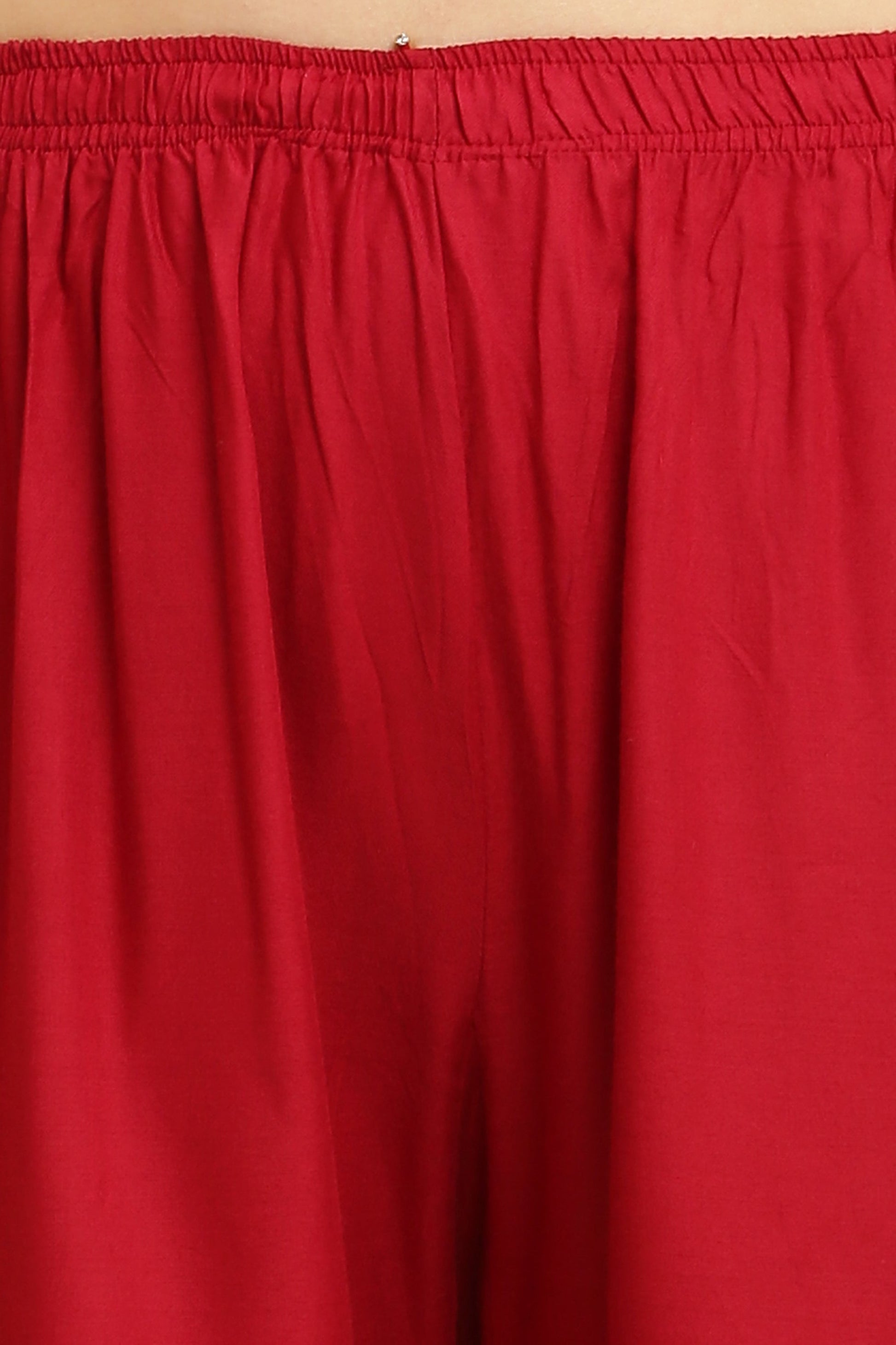 PAVONINE Maroon Color Straight Fit Rayon Fabric Palazzo