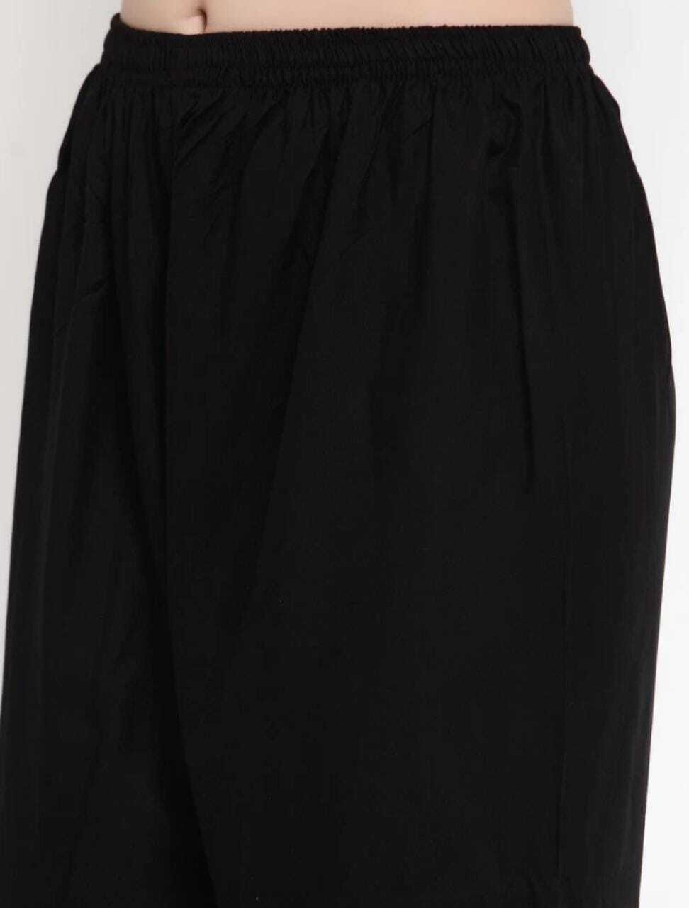 PAVONINE Black Color Rayon Fabric Zig-Zag Printed Palazzo For Women