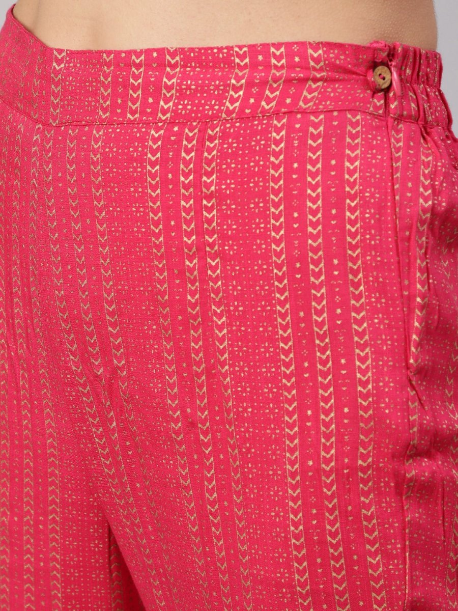 Aks Ethnic Motifs Yoke Design Straight Kurta And Trousers