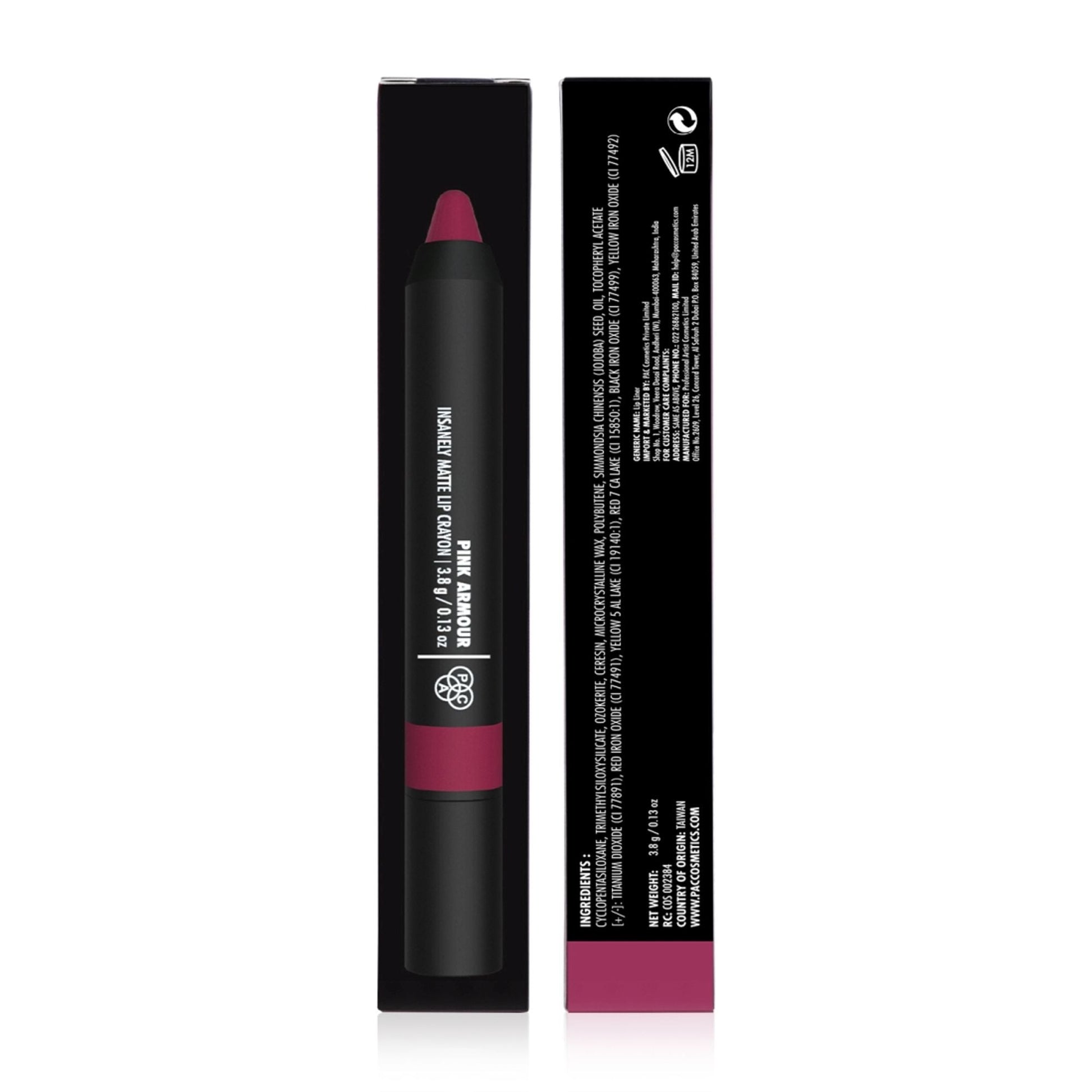 PAC Studio Insanely Matte Lip Crayon - Pink Armour