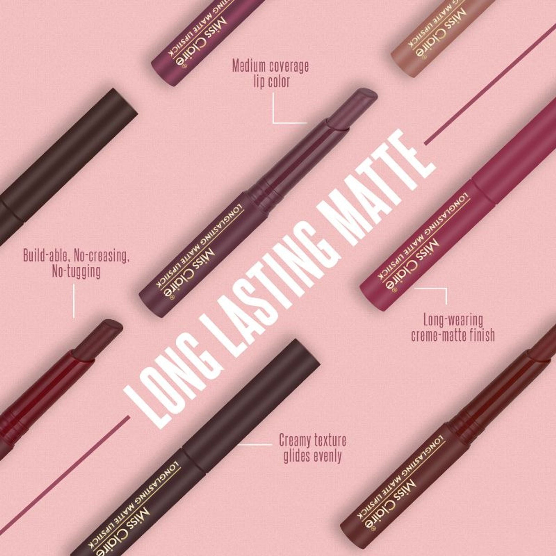 Miss Claire Long Lasting Matte Lipstick - Nude Brown 36