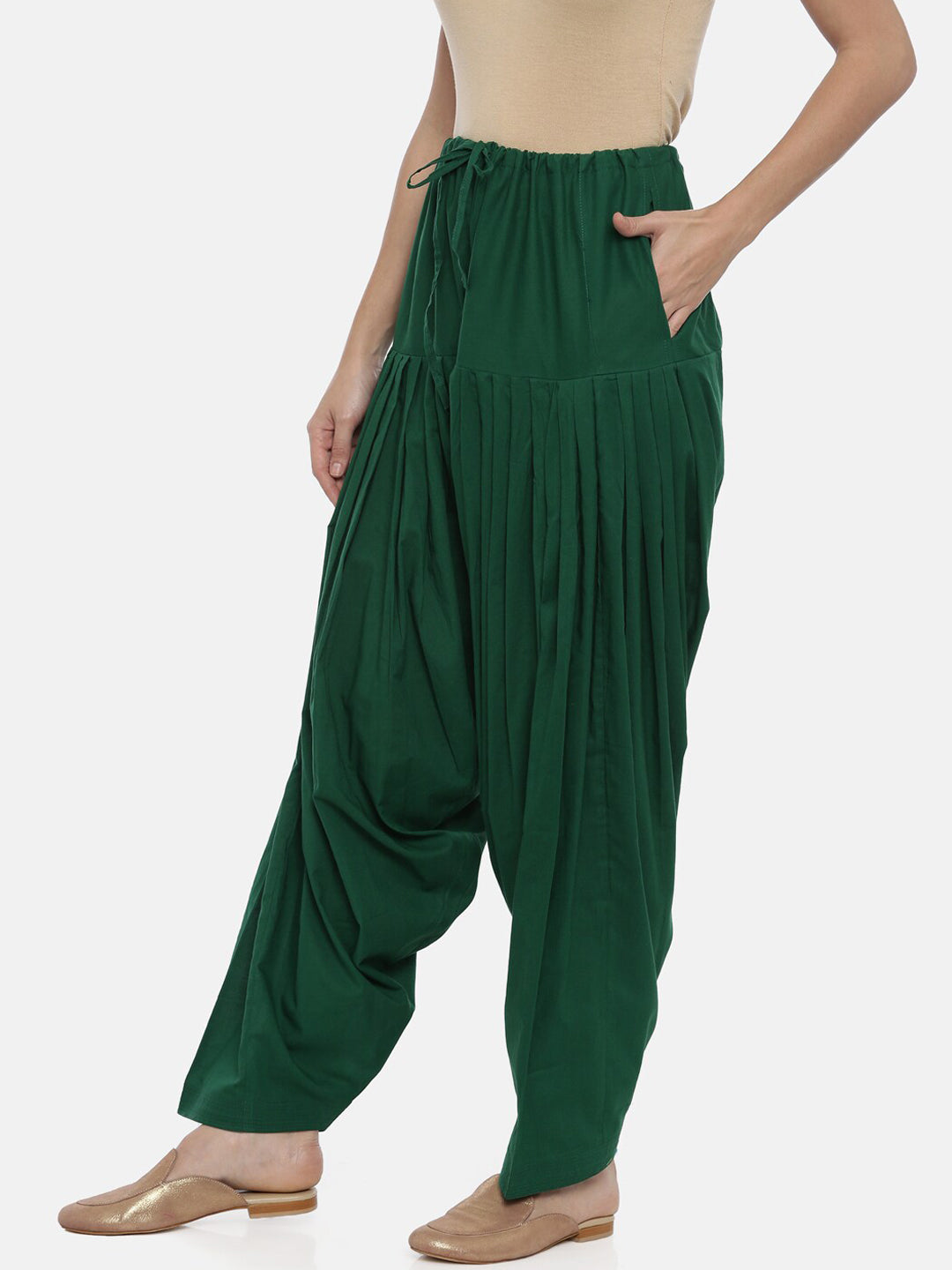 Souchii Women Green Pure Cotton Patiala 