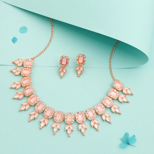Tehzeeb Creationss Baby Pink Colour Choker With Stud