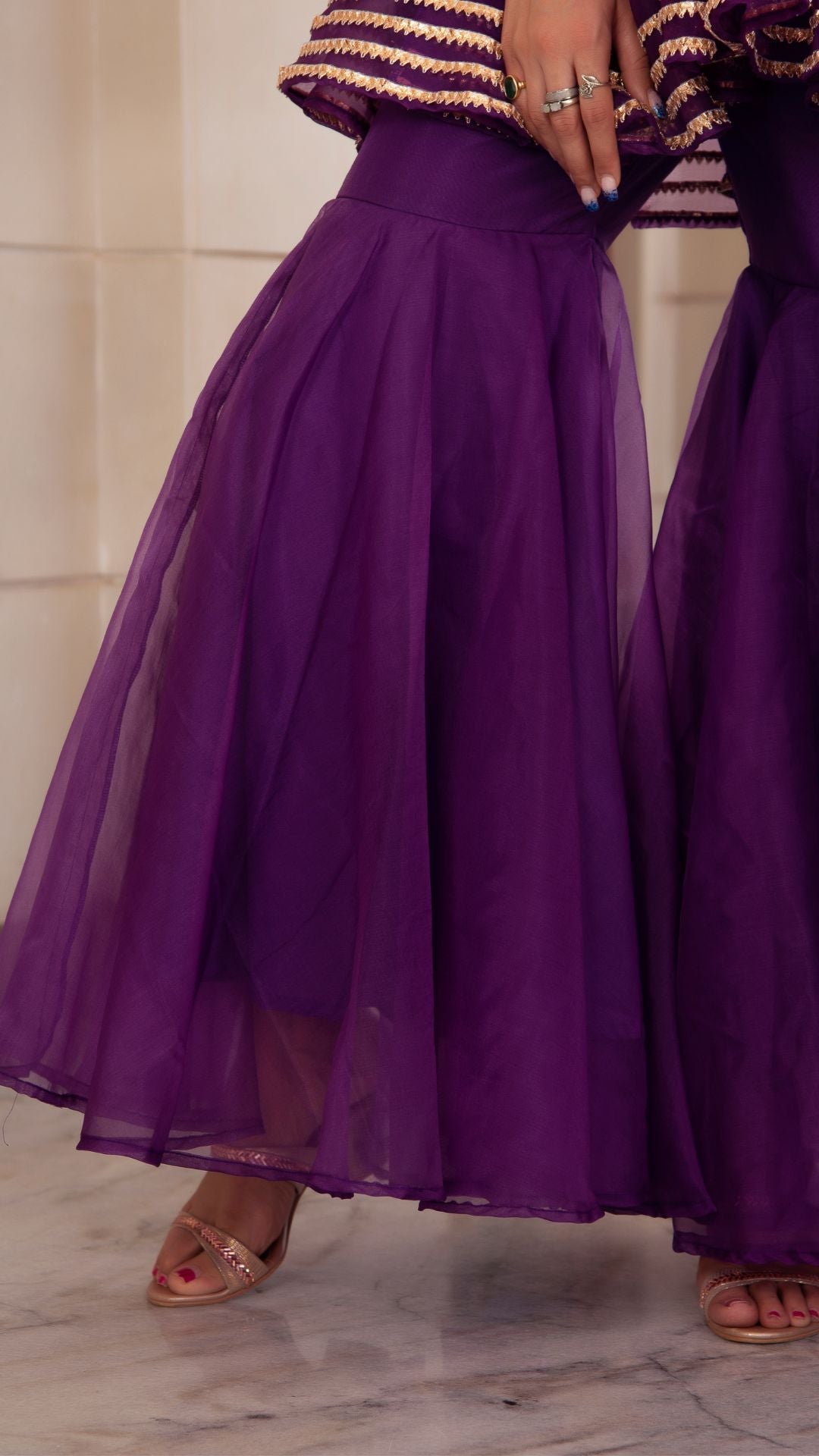 Pomcha Jaipur Masakali Purple Organza Sharara Set 