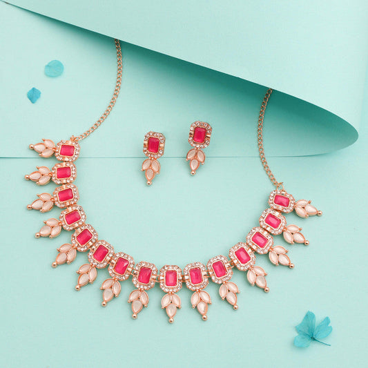 Tehzeeb Creationss Pink Colour Choker With Stud