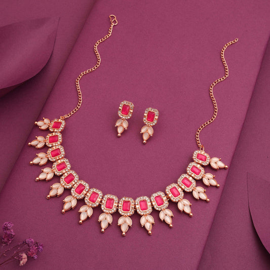 Tehzeeb Creationss Pink Colour Choker With Stud