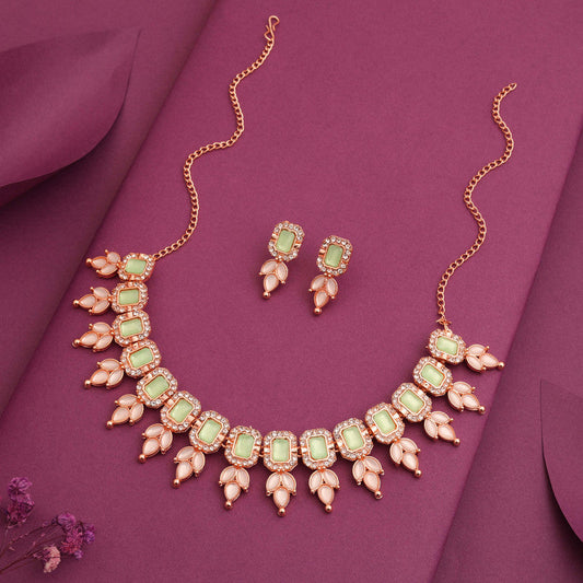 Tehzeeb Creationss Sea Green Colour Choker With Stud