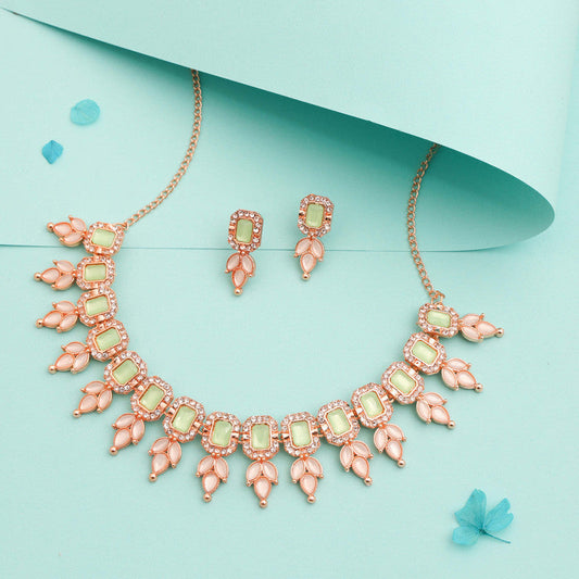 Tehzeeb Creationss Sea Green Colour Choker With Stud