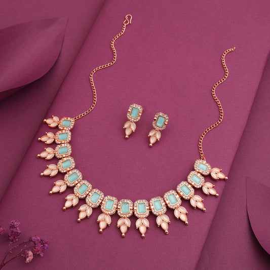 Tehzeeb Creationss Sky Blue Colour Choker With Stud