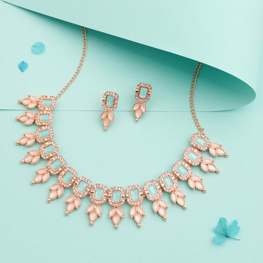 Tehzeeb Creationss Sky Blue Colour Choker With Stud