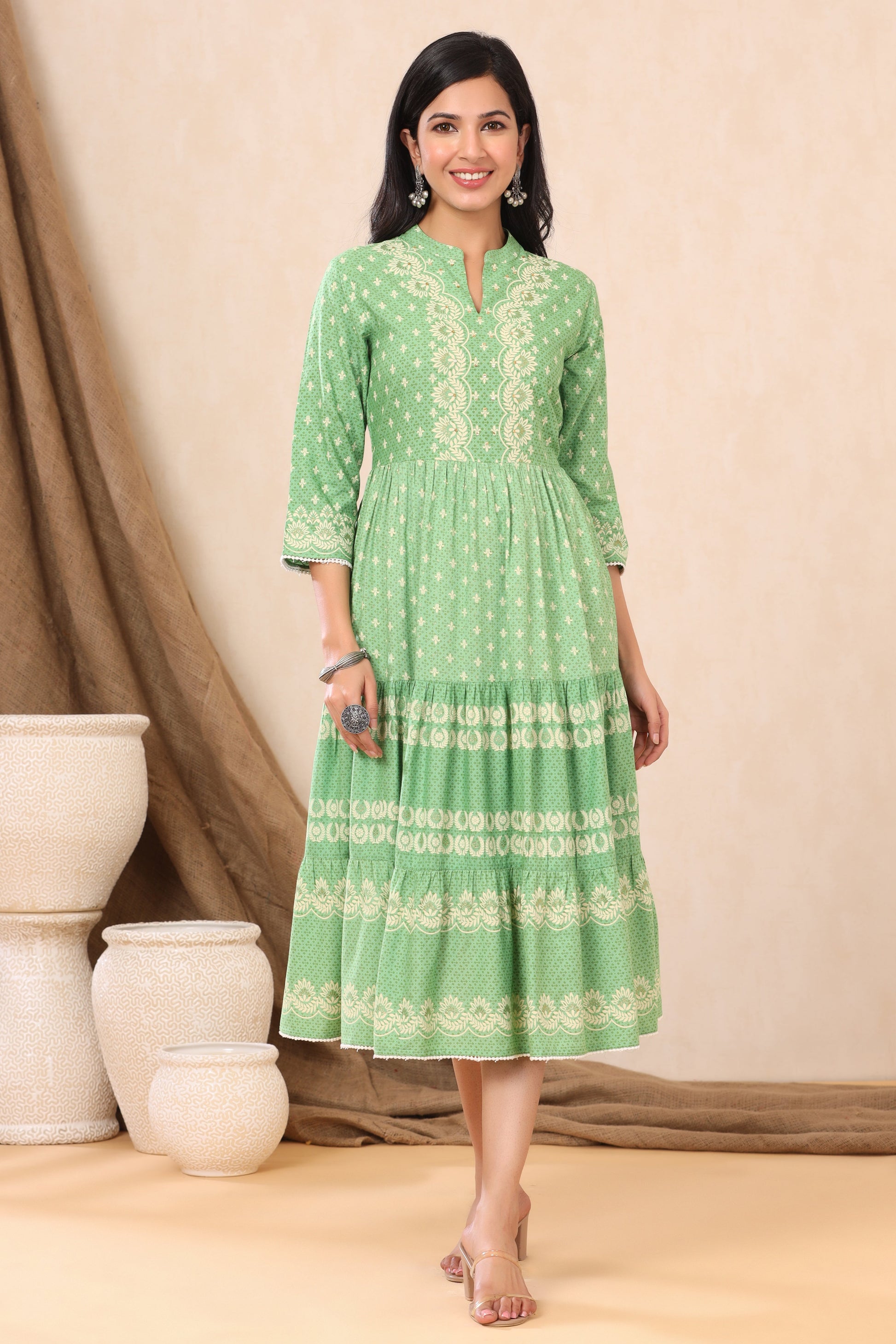 Juniper Green Viscose Rayon Dress