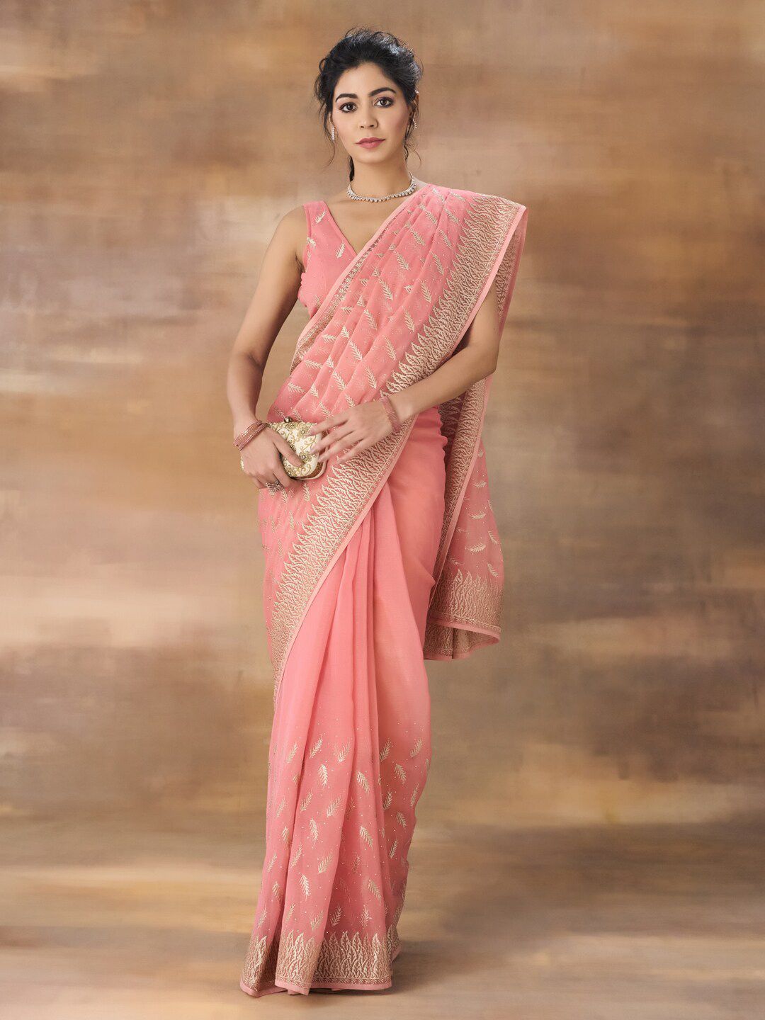 kasee Floral Embroidered Saree With Blouse Piece