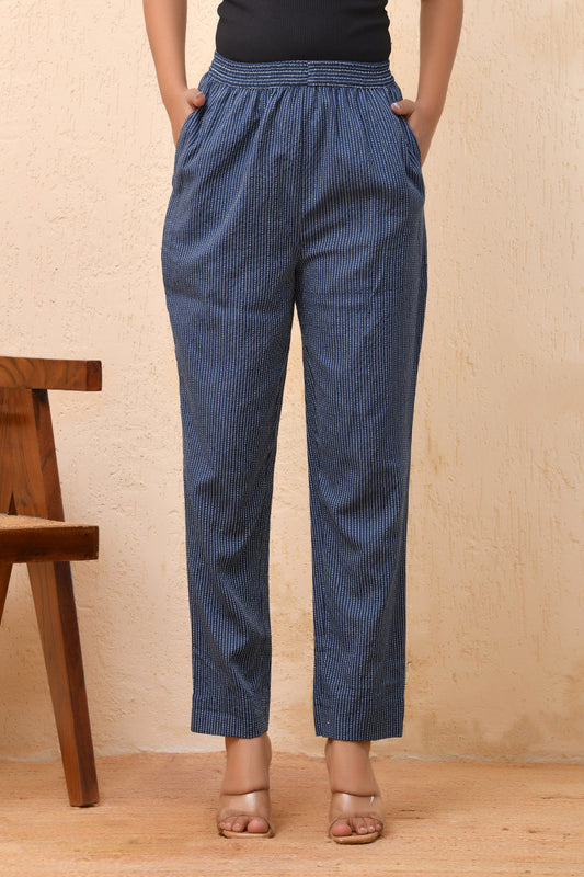 Vaasva Women Royal Blue Straight Pant 