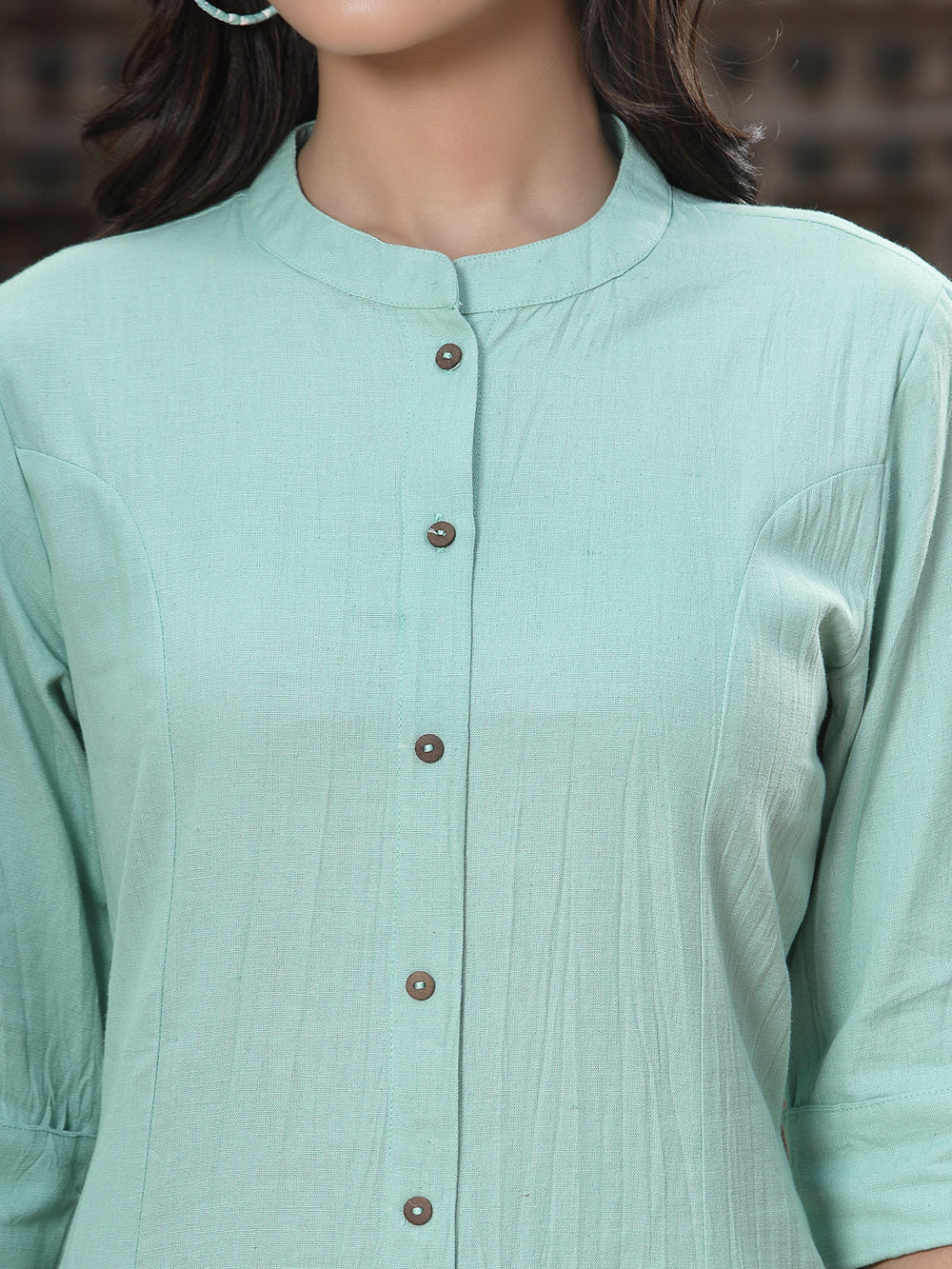 Juniper Women`s Green Cotton Flex Solid A-Line Kurta