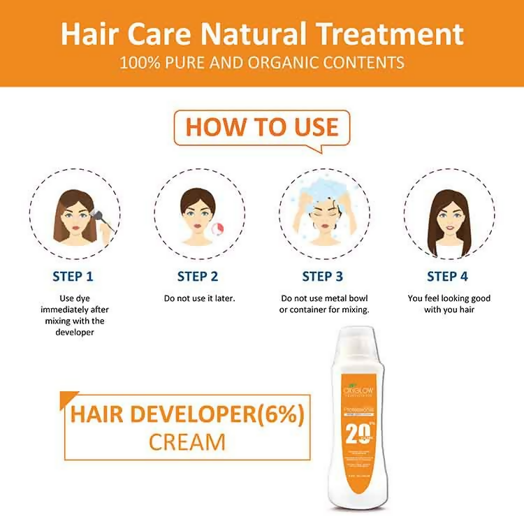 Oxyglow Herbals Professional Hair Color Developer - 20 Volume (6%) Orange 