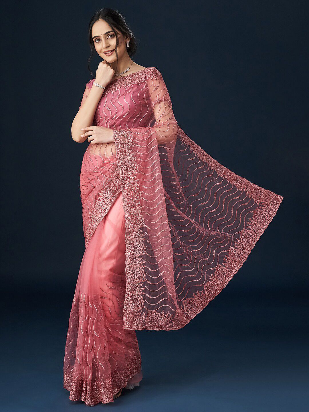 kasee Floral Embroidered Saree