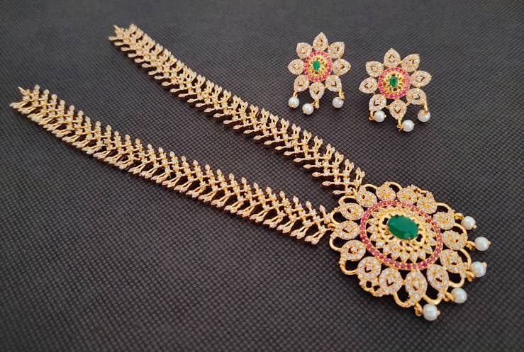 Multicolor AD Bridal Necklace Set