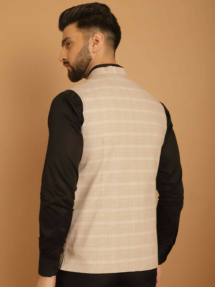 Even Apparels Nehru Jacket With Welt Pockets - Beige 