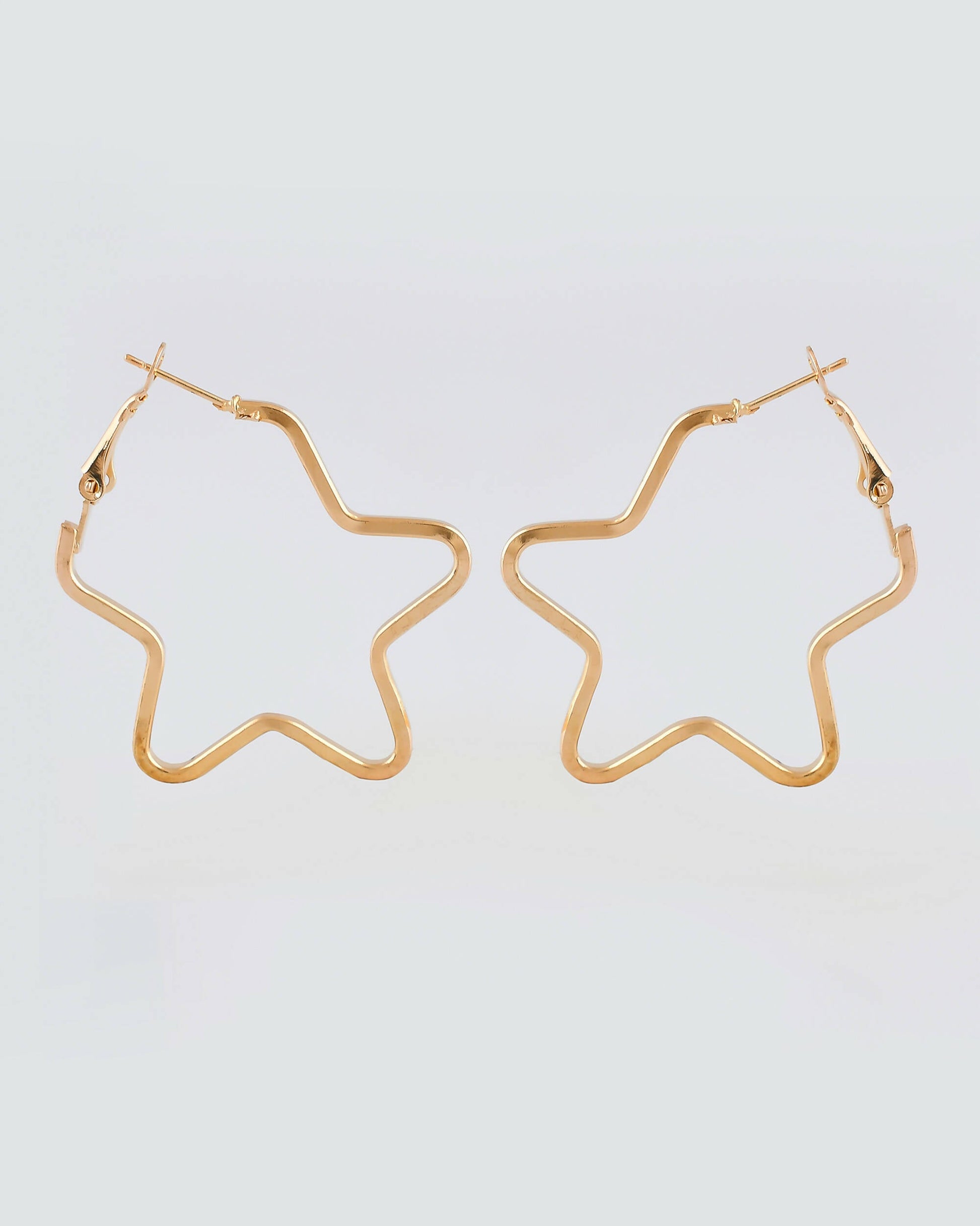 VOJ Women Gold Tonned Star Shape Hoop Stainless Steel Earrings - Grab2buy