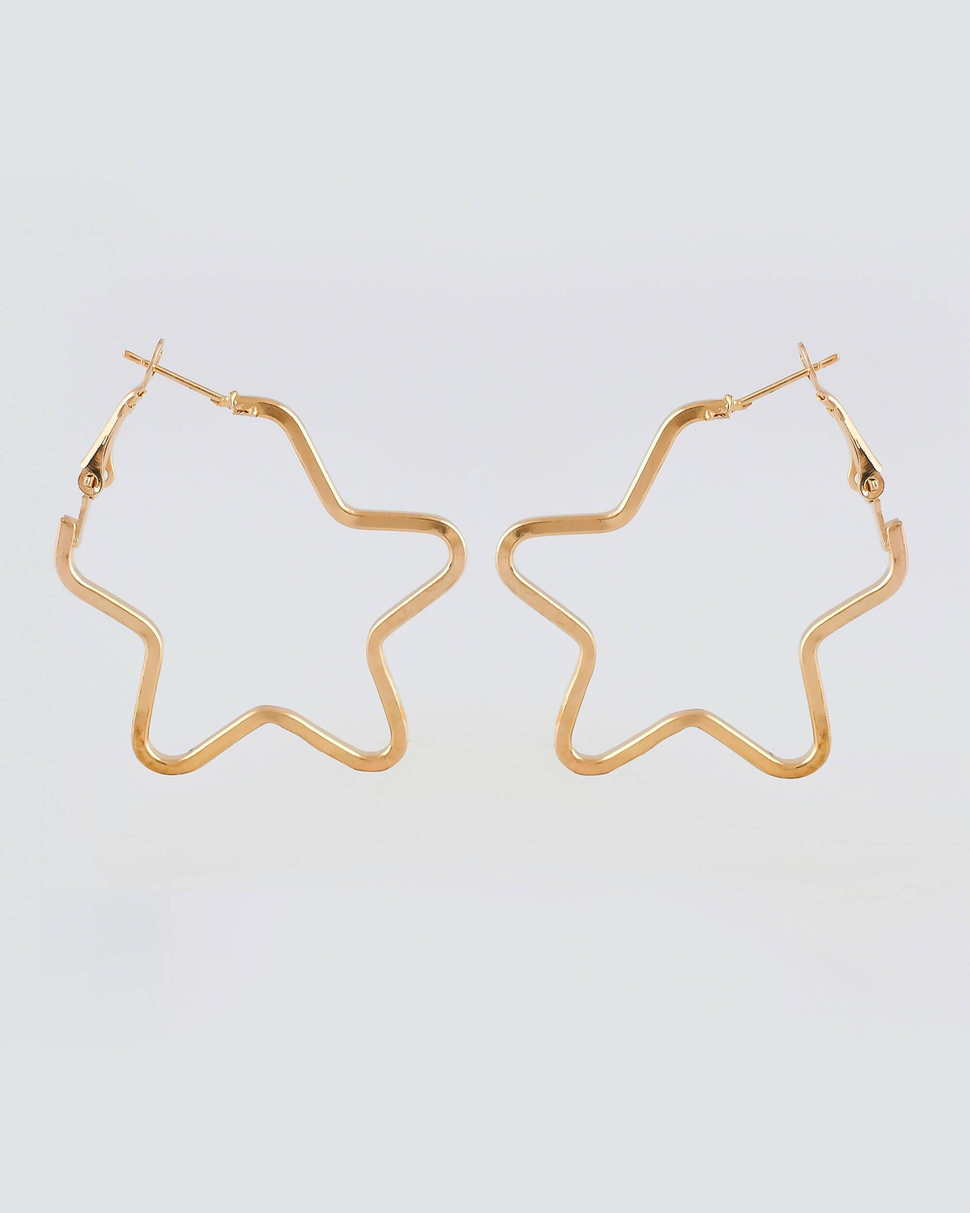 VOJ Women Gold Tonned Star Shape Hoop Stainless Steel Earrings - Swadesiicart