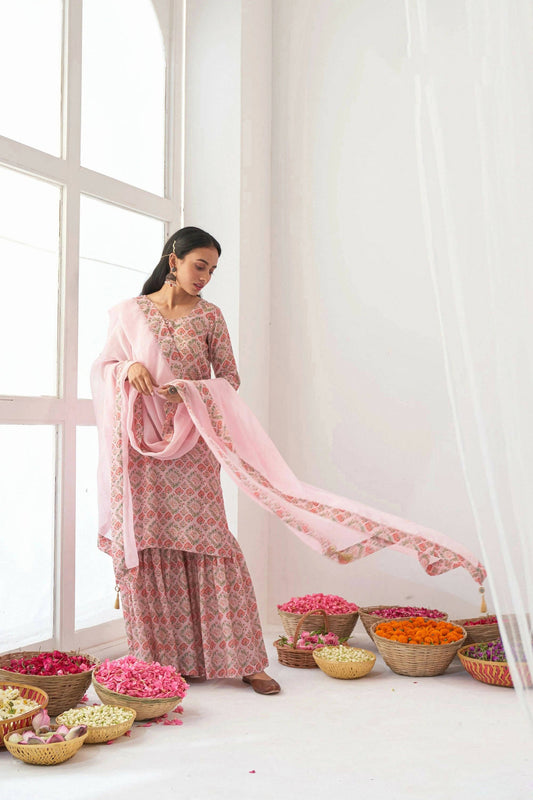 Designer Stylish Pink Muslin Stitched Suit With Dupatta - Anbazaar - Grab2buy