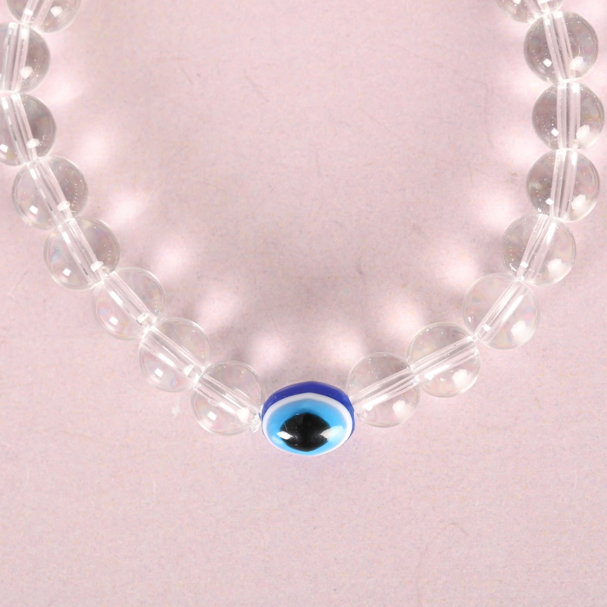 NVR Men & Women Transparent Beaded Elasticated Bracelet