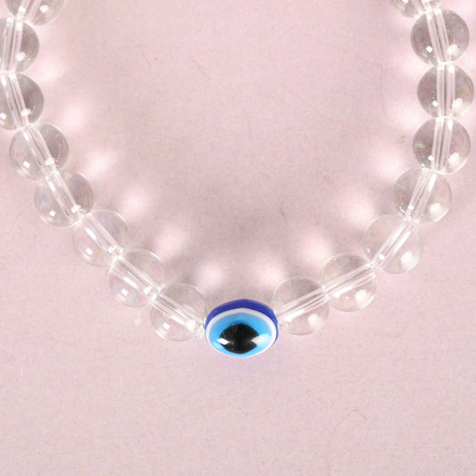 NVR Men & Women Transparent Beaded Elasticated Bracelet