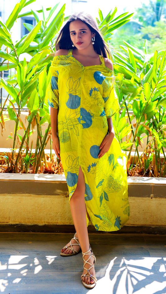 Noroke Pure Muslin Printed Off Shoulder Long Kaftan | Swadesiicart