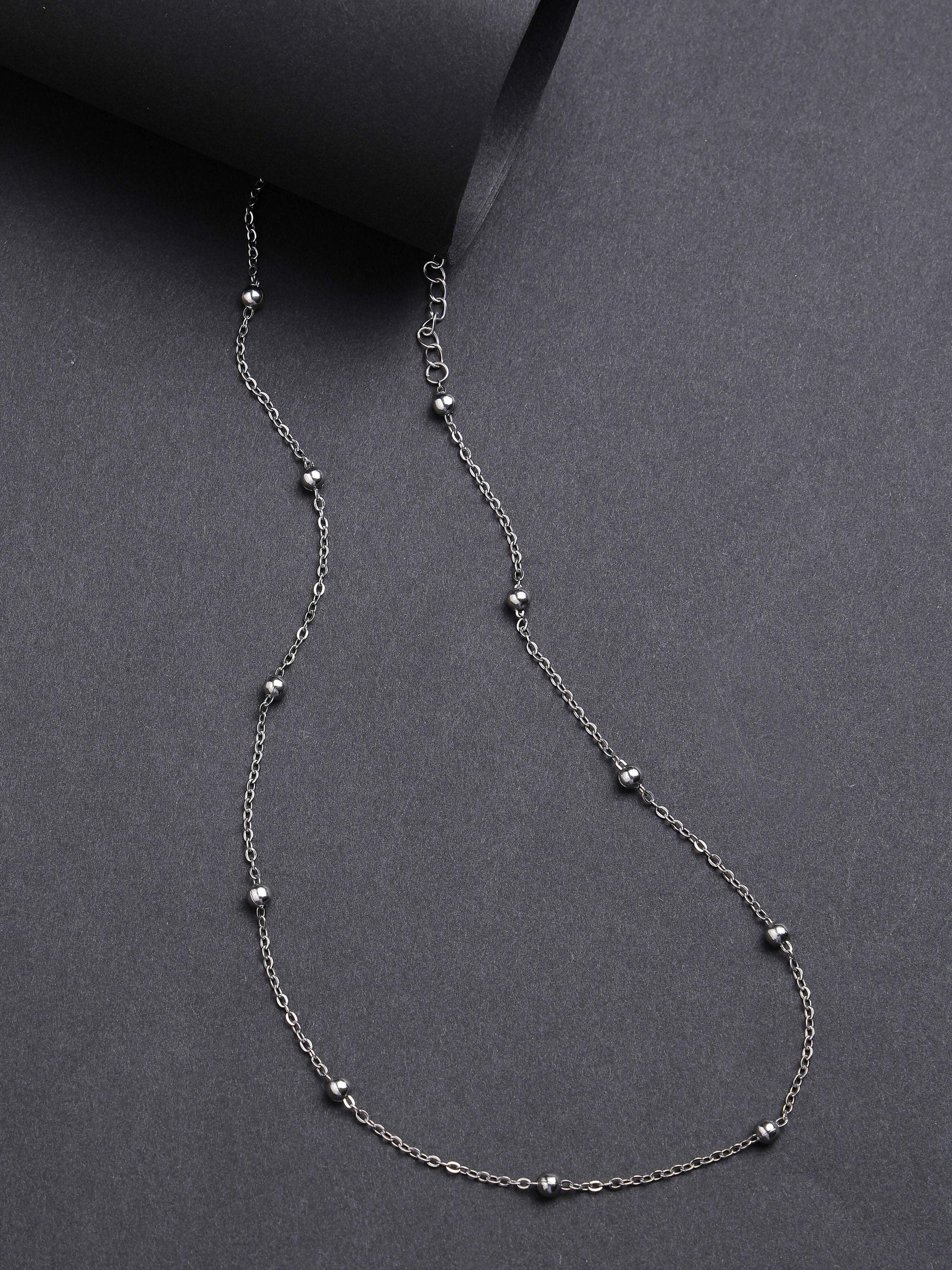 NVR Women's Silver-Toned Artificial Beads German Silver Oxidised Chain - Grab2buy