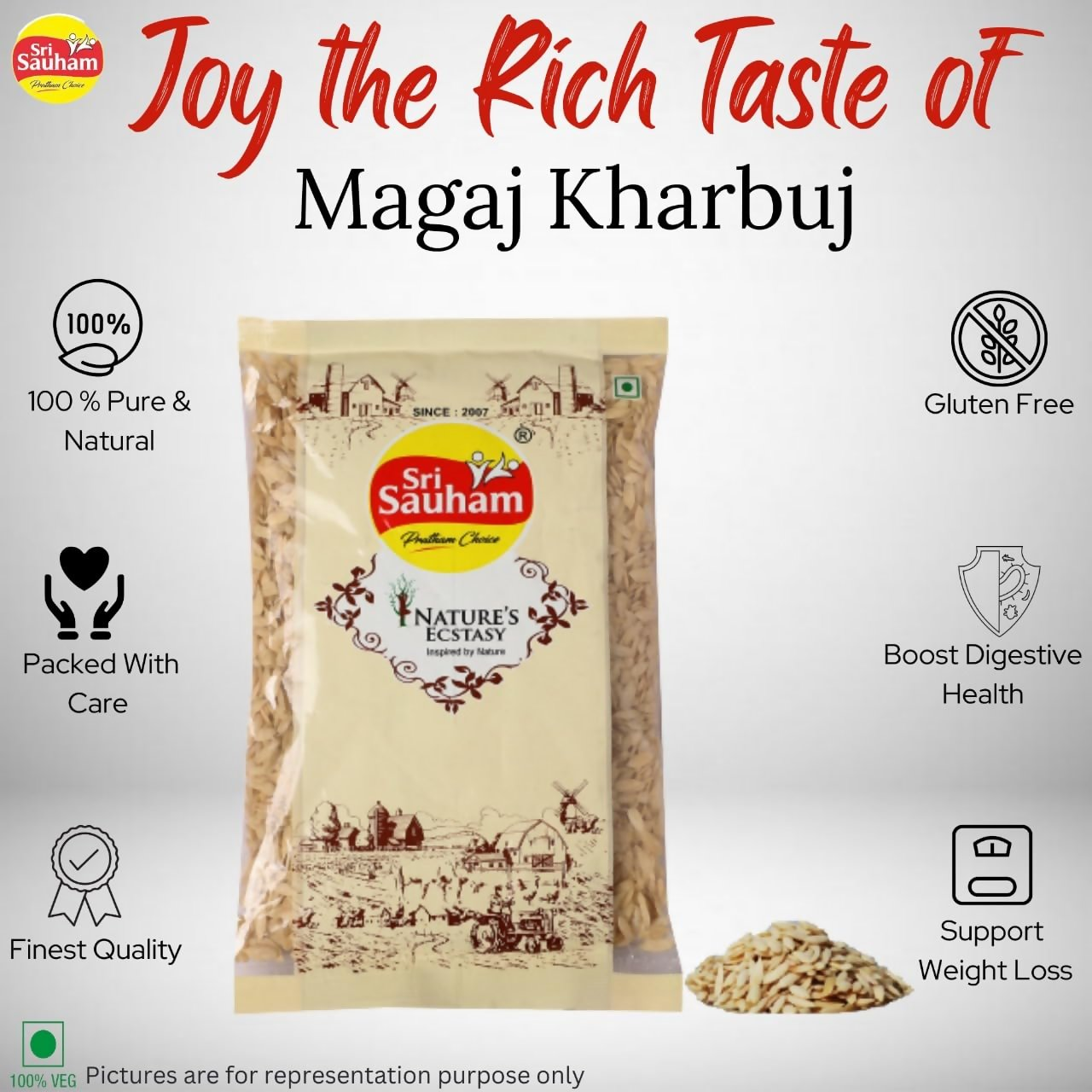 Sri Sauham Premium Magaj Kharbuja(Muskmelon Seeds)