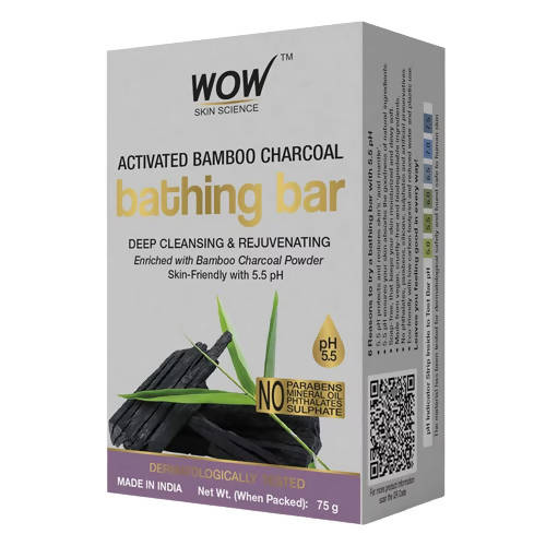 Wow Skin Science Activated Bamboo Charcoal Bathing Bar 