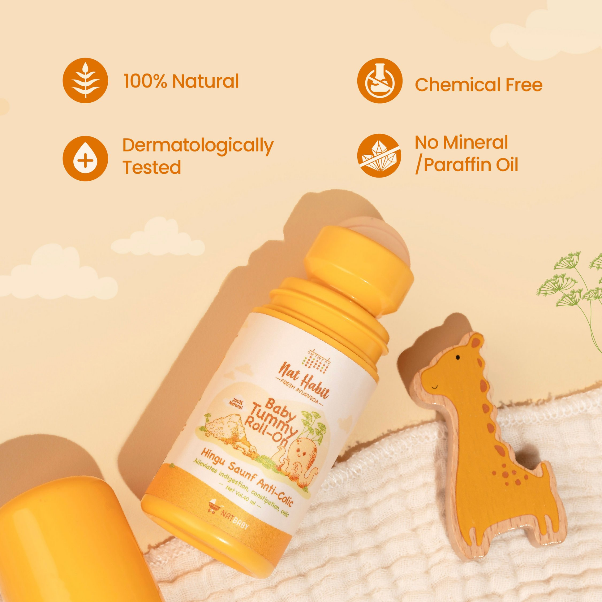 Nat Habit Hingu Saunf Anti-Colic Baby Tummy Roll-On 