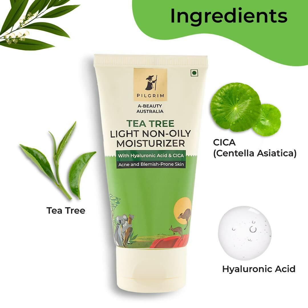 Pilgrim Australian Tea Tree Oil Free Face Moisturizer For Oily & Acne Prone Skin With Hyaluronic Acid & CICA 
