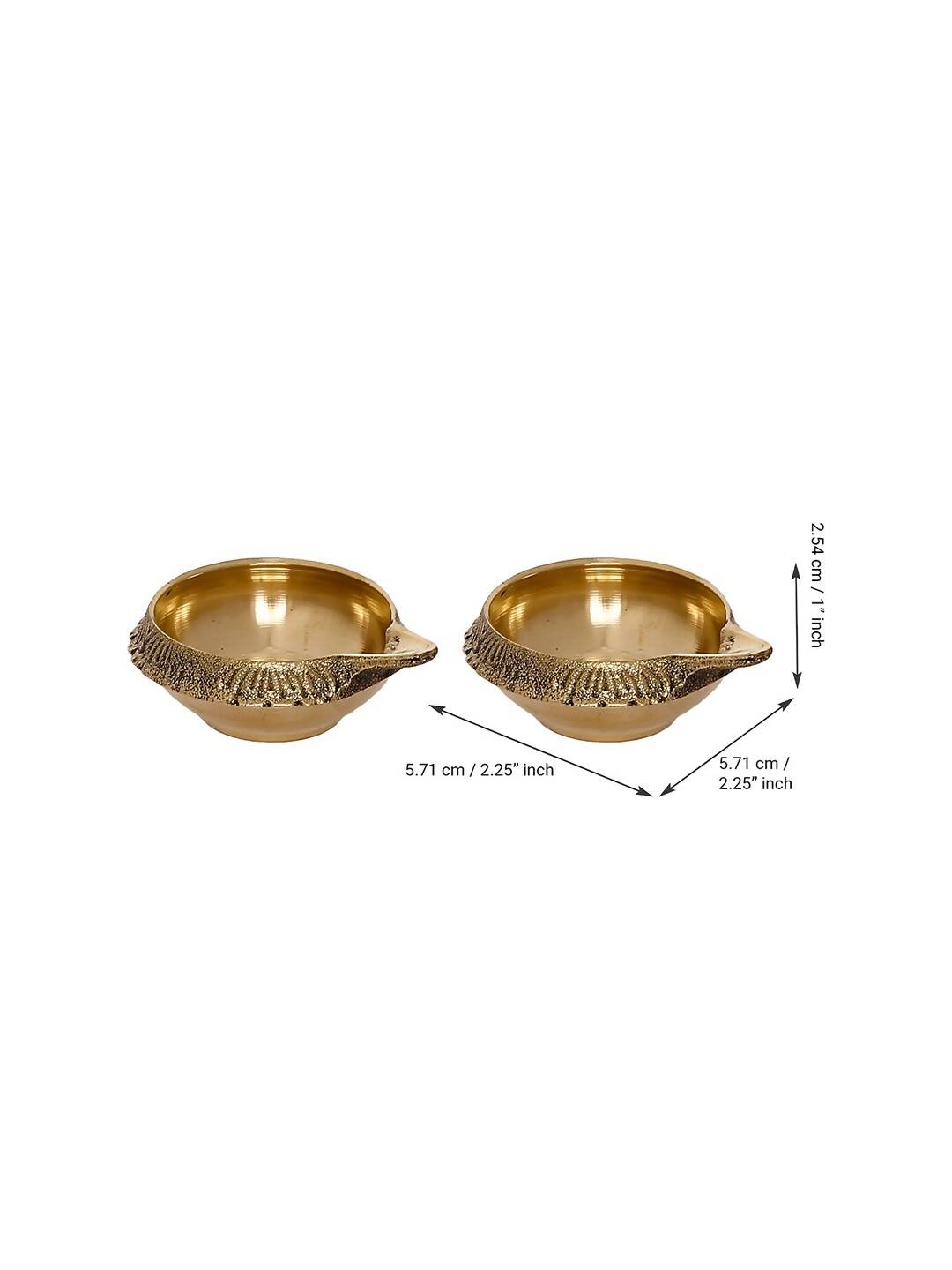 Grab2Buy Set of 2 Gold-Toned Auspicious Handcrafted Brass Diya 