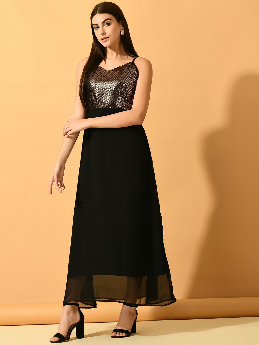 Myshka Women's Black Empire Party Dress