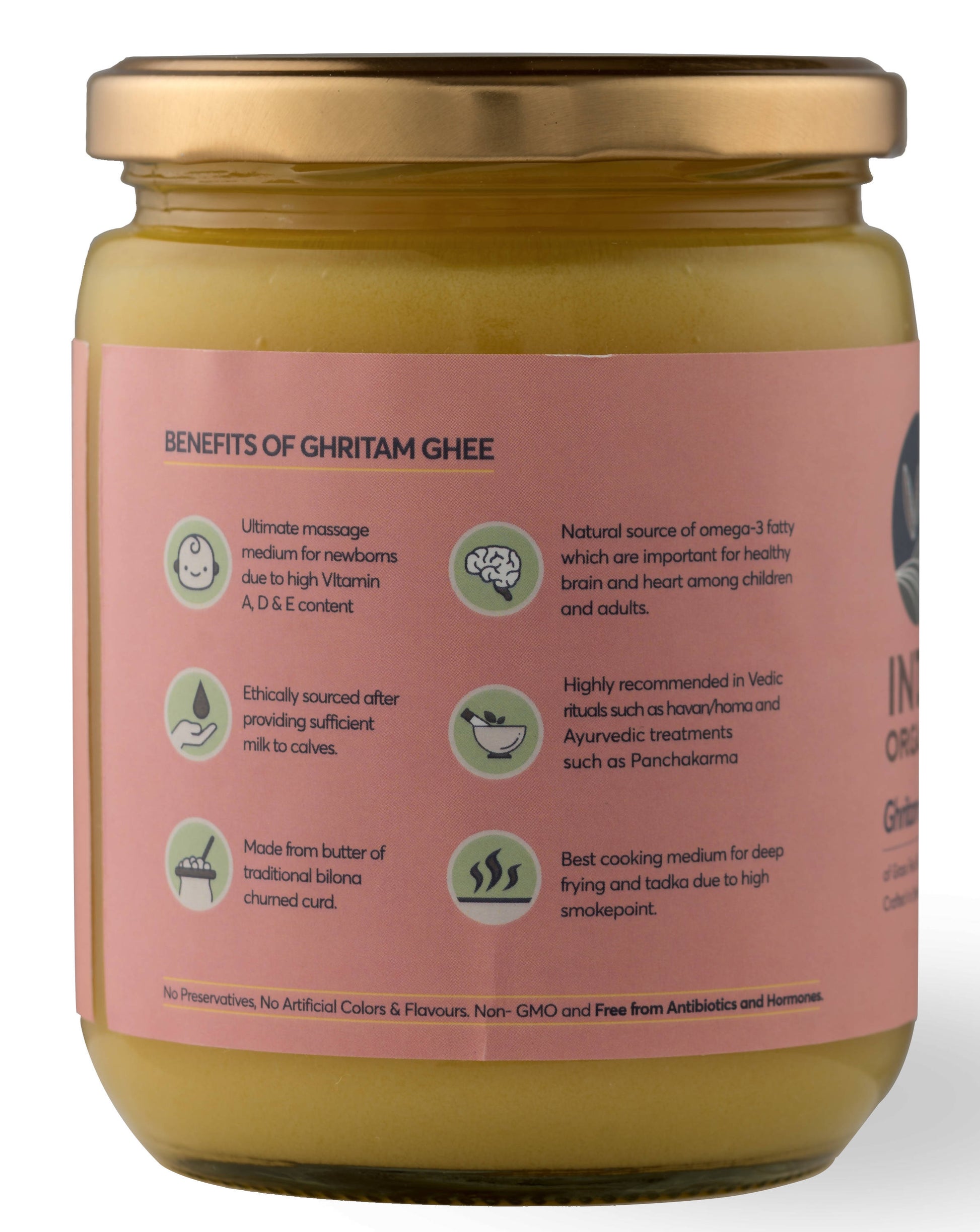 Indic Organics Gir Cow's A2 Ghee | Desi Gir Cow Ghee | Premium and Organic Desi Ghee 