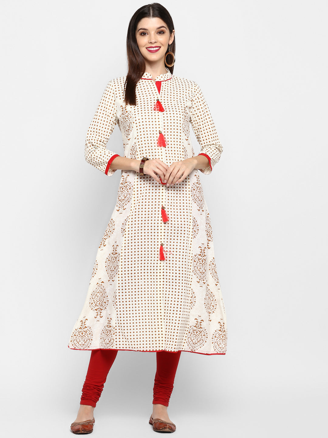 NOZ2TOZ Women's Off-White A-Line Kurta- (1pc set) 