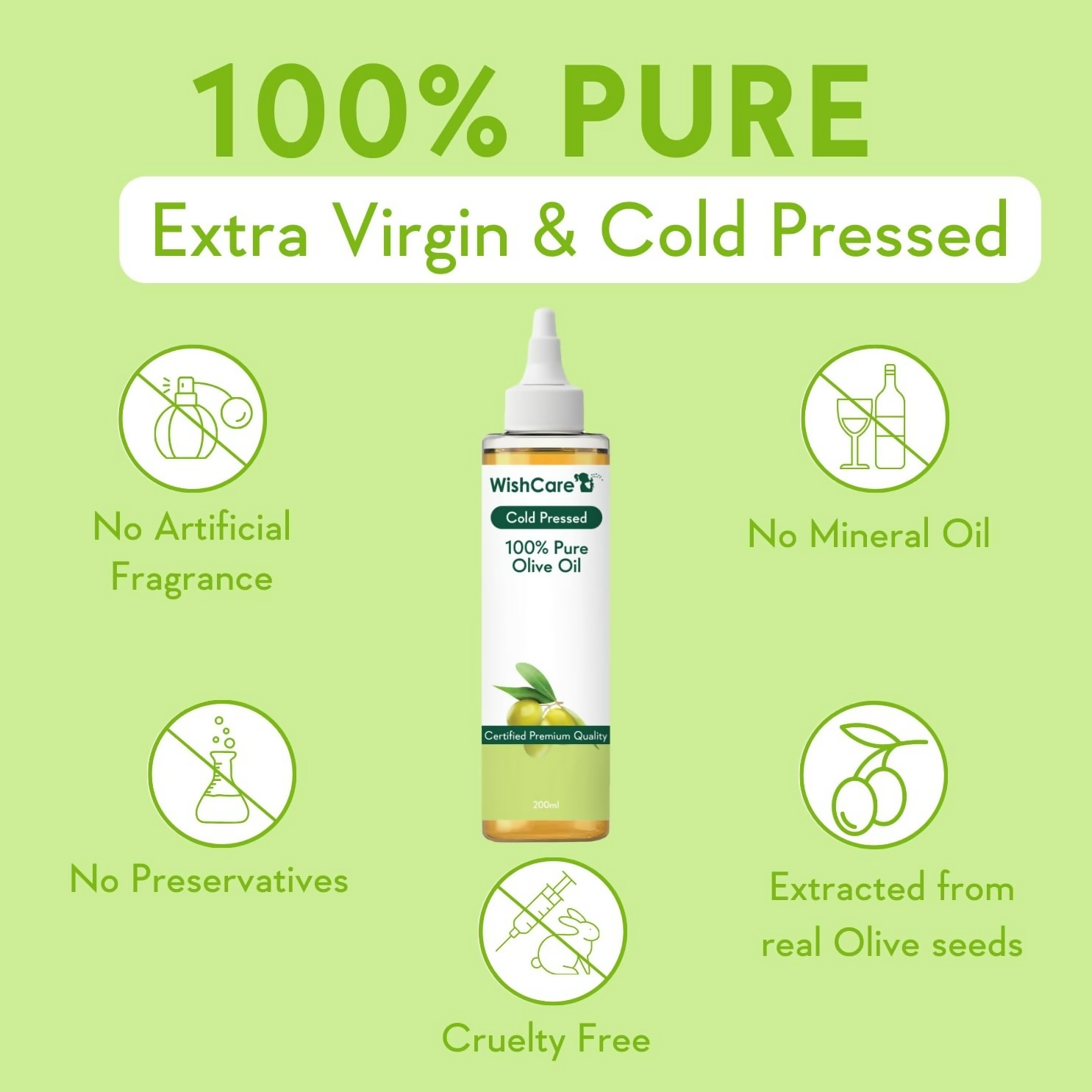 WishCare100% Pure Premium Cold Pressed Olive Oil For Hair & Skin  Grab2Buy Wishcare Grab2Buy