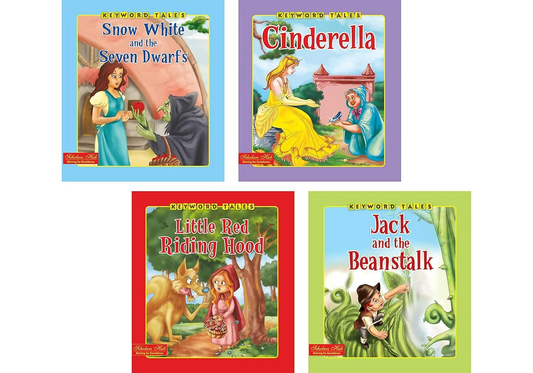 Storybook For Kids: Scholars Hub Keyword Tales Story Book Set-2 (Set Of 4 Story Books) (Illustrated) (For Ages 4+) | 64 Pages | Thumbelina | Sleeping Beauty | The Gingerbread Man | The Jungle Book