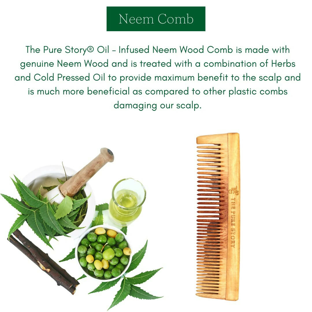 The Pure Story Oil Infused Neem Wood Dual Comb  Grab2Buy The Pure Story Grab2Buy