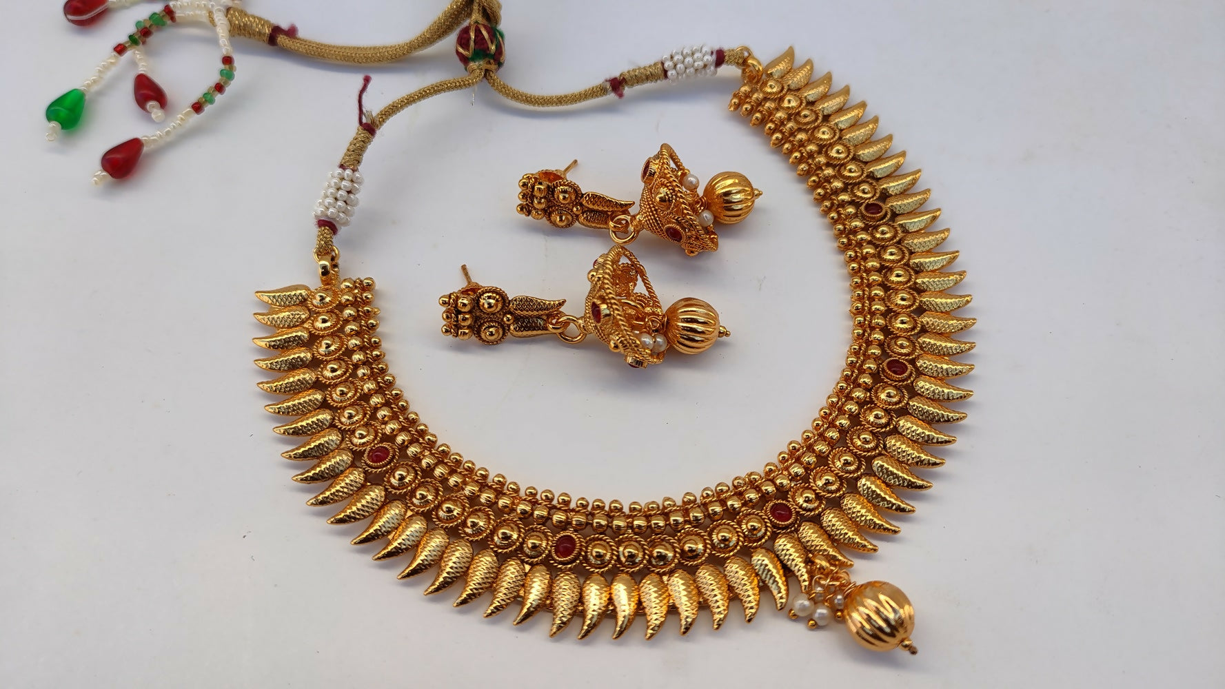 Metallic Necklace Set Pink Agate stones - Grab2buy