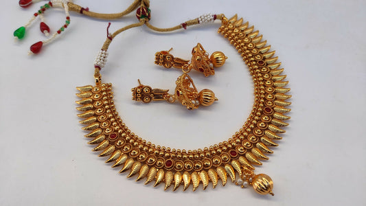 Metallic Necklace Set Pink Agate stones - Grab2buy