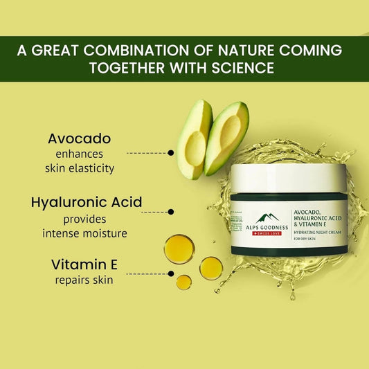 Alps Goodness Avocado, Hyaluronic Acid & Vitamin E Hydrating Night Cream - Grab2buy