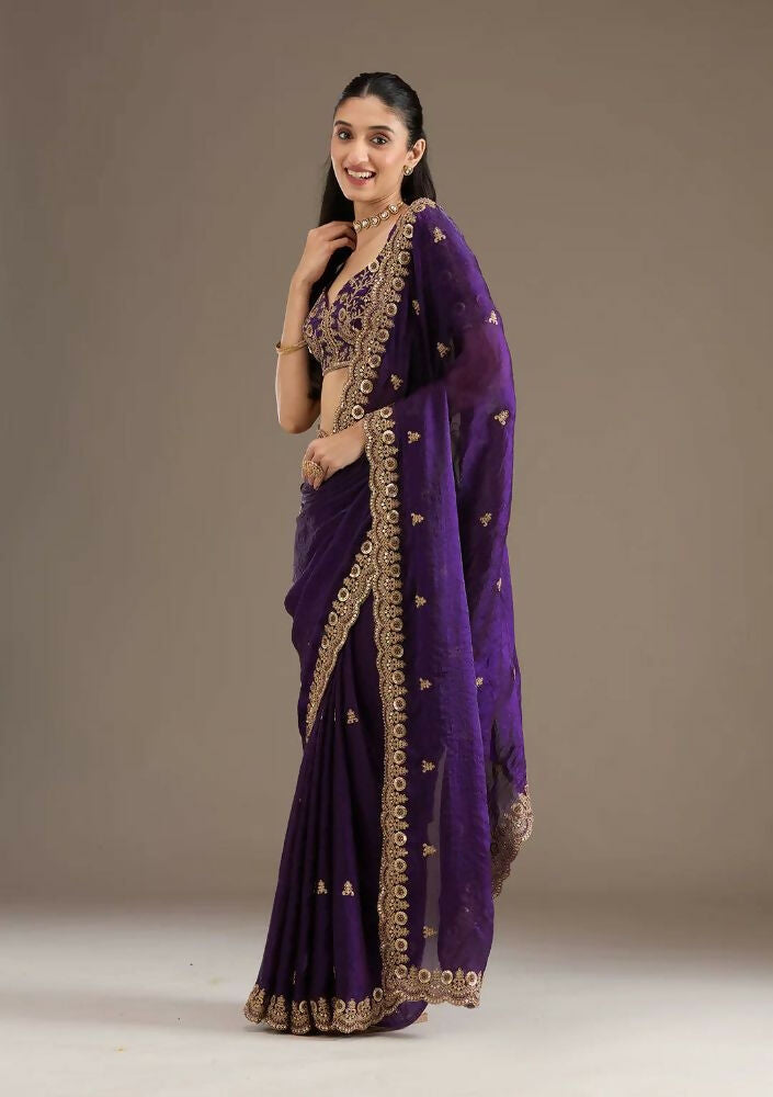 Joban Fashion Blue Frendy Satin Silk Party Wear Sarees