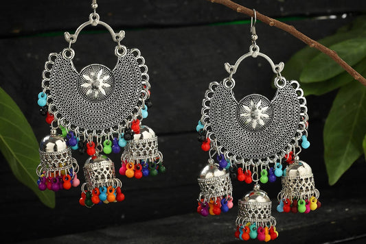 Mominos Fashion Johar Kamal Women's Oxidised Multicolour Earrings - Grab2buy