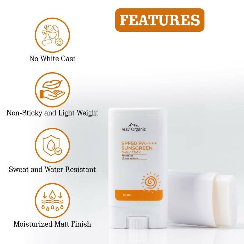 Aravi Organic SPF 50+ Daily Sunscreen Stick 