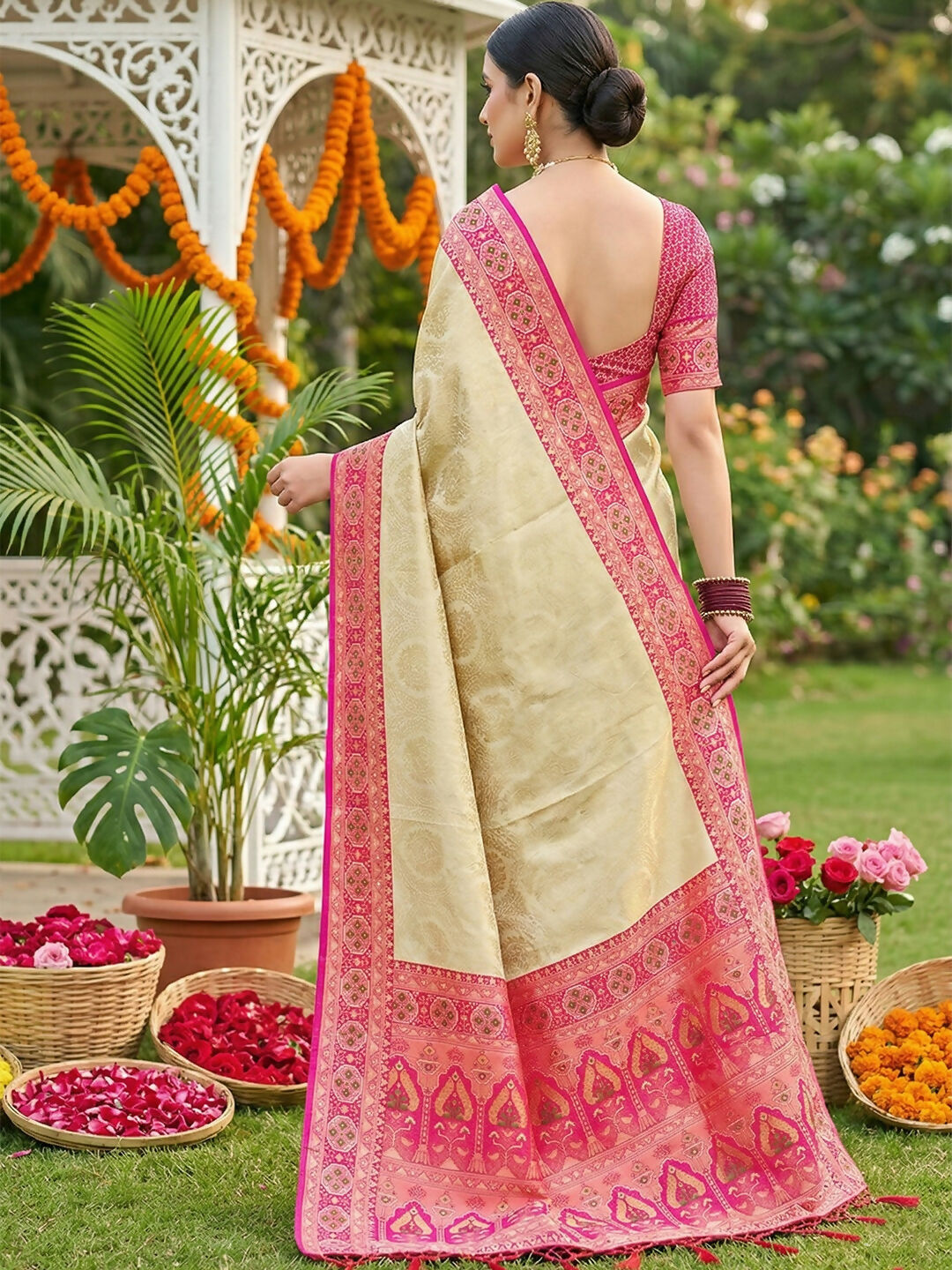 Shree Shyam Fashion Pink Soft Silk Saree